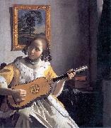 Johannes Vermeer Youg woman playing a guitar France oil painting artist